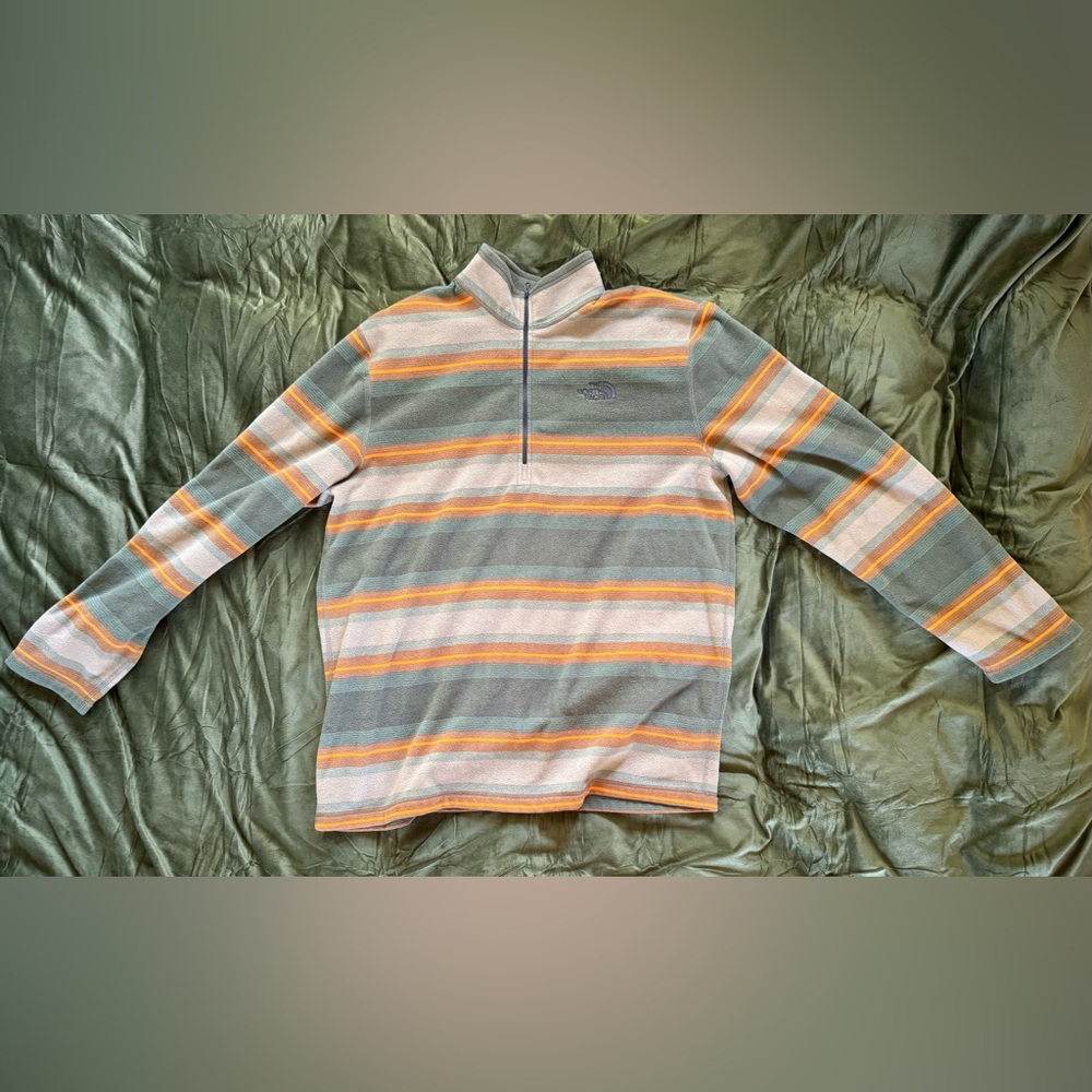 The North Face Green and Orange 1/2 Zip Fleece